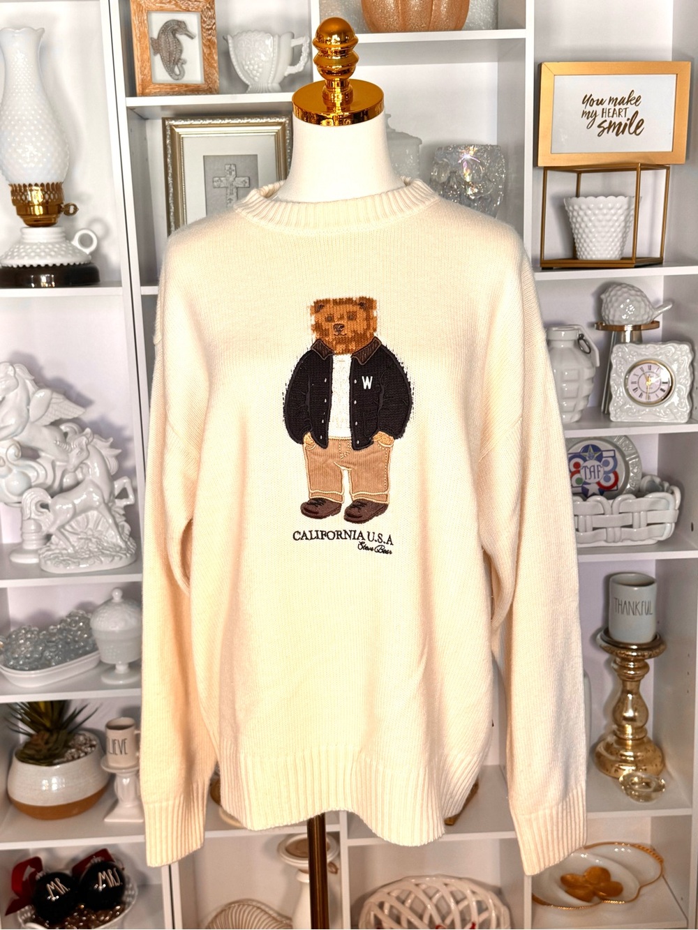 Vintage Golden Bear Cream Men’s Sweater made in California U.S.A.